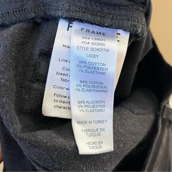 FRAME DENIM Eyelet-Hem Flared Crop Jeans in Lacey Size 25 Faded Black - Picture 7 of 7